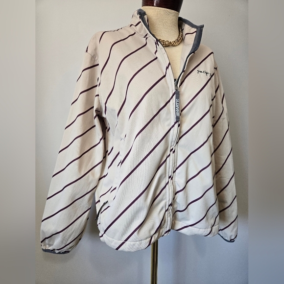 686 Smarty Cream and Maroon Striped Jacket. Size Large - Picture 2 of 14